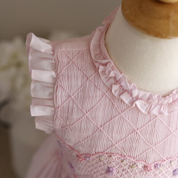 Pink Smocked Dress Luli & Me Boutique Summer Spring Vacation Size 5 NWT - Picture 4 of 7